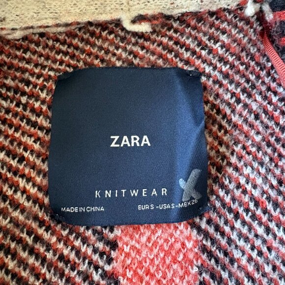 Zara Knitwear Aztec Belted Cardigan Sweater S | Southwestern Boho Cozy - Picture 4 of 9